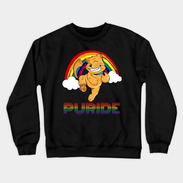 Puride Funny Cat Gay Pride Shirt for LGBTQ Community Crewneck Sweatshirt by PowderShot
